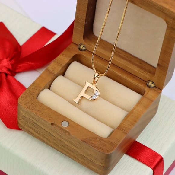 "Rose Gold Letter P Pendant with Crystals – 18K Gold Plated Charm, XPPT1365 - Picture 7 of 13